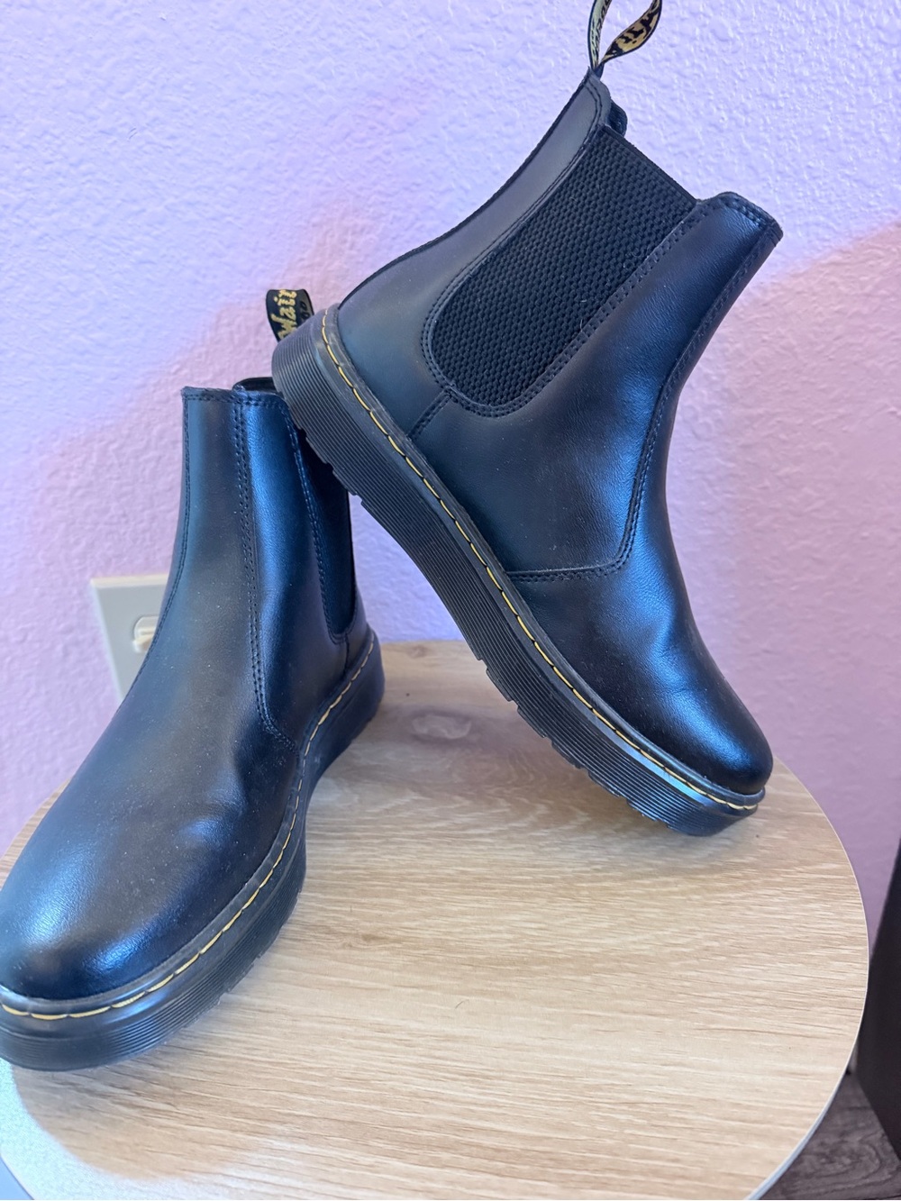 Black Leather Chelsea Boots - Classic Slip-On Men/women Shoes worn one time